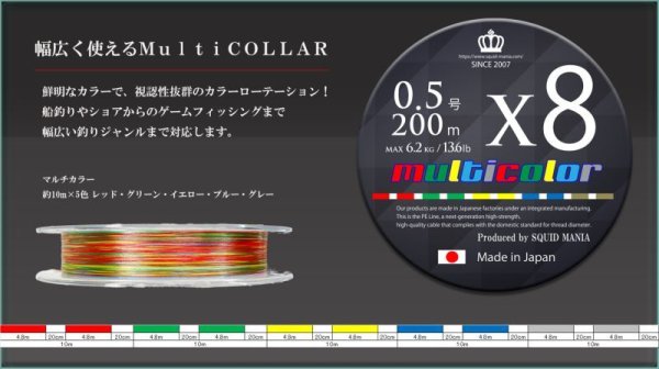 画像1: New マルチカラーX8-PE 0.5号 200m (1)