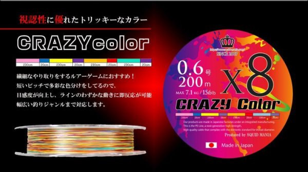 画像1: New CRAZY カラーX8-PE 0.6号 200m (1)