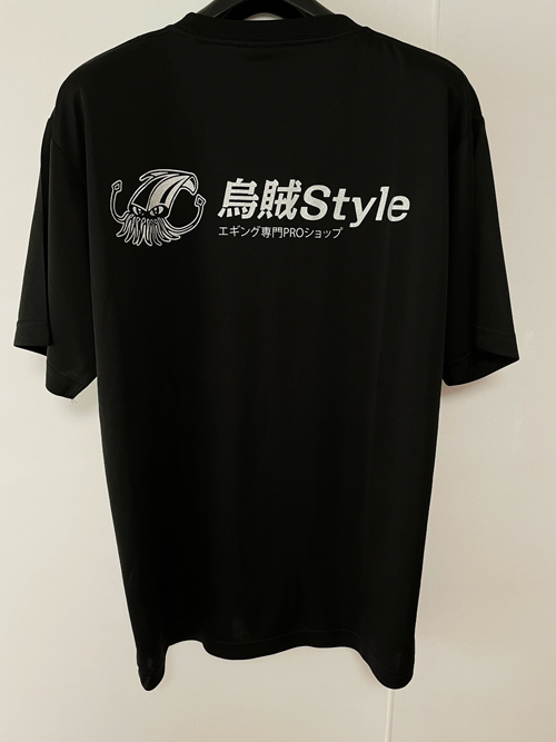 DRYシルキータッチ Ｔシャツ烏賊Style（黒／シルバーラメ） - エギング